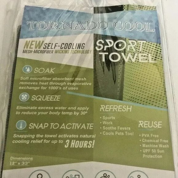 Tornado Cool Instant Chilling Towel-Cold Towels for Sports, Running-yoga-beach-N - Picture 1 of 4